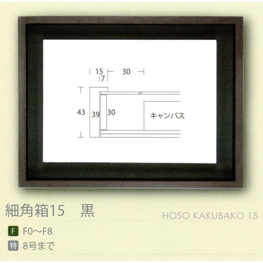 額縁 油彩額縁 油絵額縁 木製フレーム 細角箱15 黒 サイズM6号