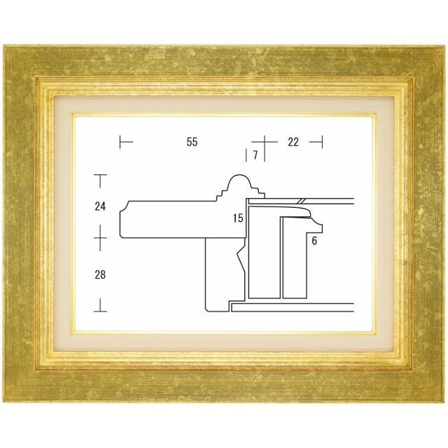 額縁 油彩額 油絵額縁 木枠付きキャンバス用の額縁 レインボー 金 サイズF4号