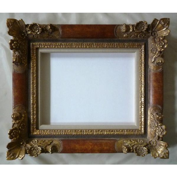 希少　18世紀フランスアンティーク調　漆金彫刻付き木製油彩額縁　P10サイズ 希少 18世紀フランスアンティーク調 漆金彫刻付き木製油彩額縁 P10