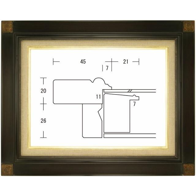 額縁 油彩額 油絵額縁 木枠付きキャンバス用の額縁 奴型 鉄黒 サイズF15号