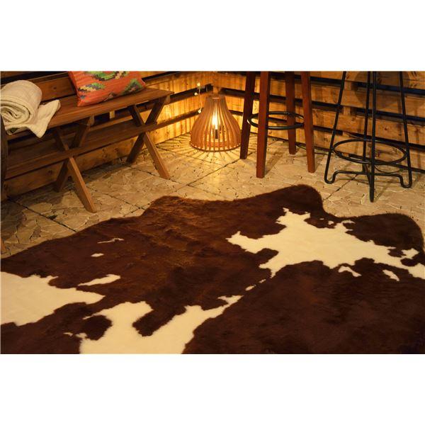 ラグマット 絨毯 160×220cm アニマル柄 カウ柄 ブラウン フェイクファー リビング ダイニング ベッドルーム インテリア家具