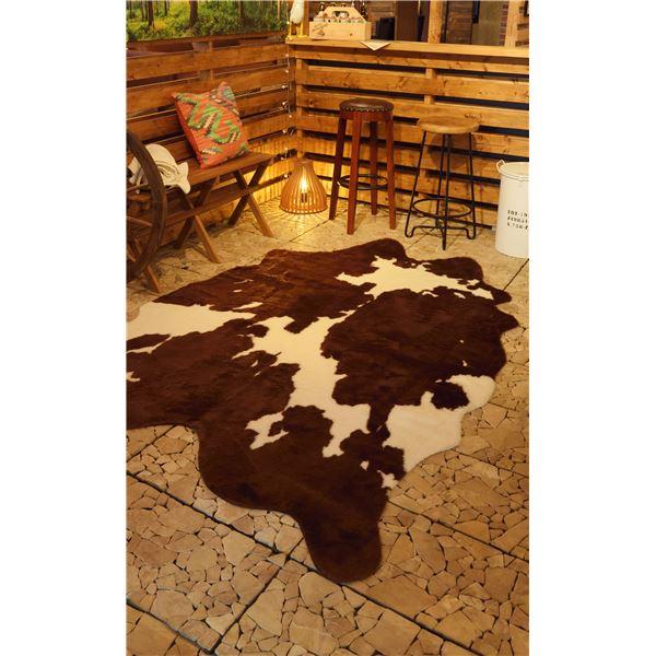 ラグマット 絨毯 160×220cm アニマル柄 カウ柄 ブラウン フェイクファー リビング ダイニング ベッドルーム インテリア家具