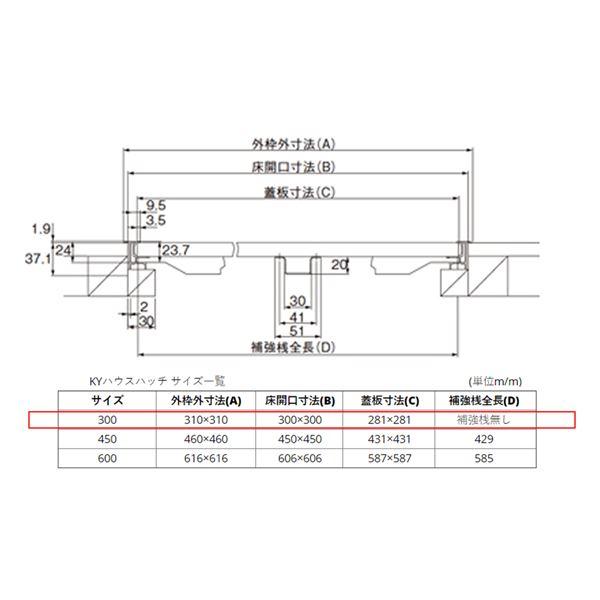 水上 床点検口 KYハウスハッチ ブロンズ 床開口寸法：300×300mm B300KY [10台入]