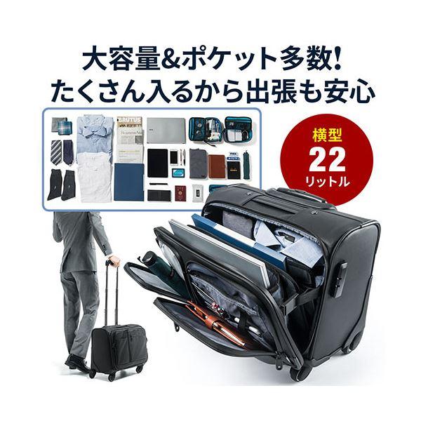 サンワダイレクト ビジネスキャリー(横型・4輪・耐水生地・止水ファスナー使用・22L・機内持ち込みサイズ) 200-BAGCR003WP 1個