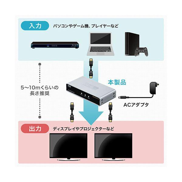 サンワダイレクトHDMI分配器(1入力2出力 スプリッター 4K/60Hz HDR対応 HDCP2.2) 400-VGA0161個