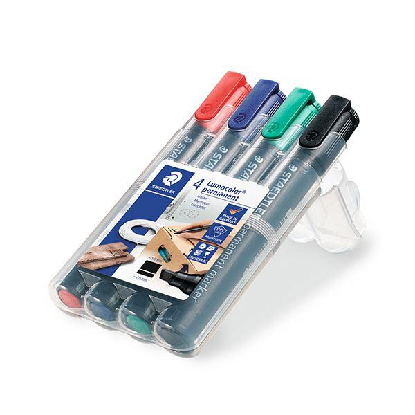 ステッドラー 油性マーカー ルモカラー太書き斧型 B(2.0~5.0mm) 4色(各色1本) 350 WP4 1セット(5パック)_1
