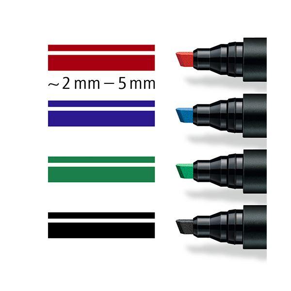 ステッドラー 油性マーカー ルモカラー太書き斧型 B(2.0~5.0mm) 4色(各色1本) 350 WP4 1セット(5パック)_3