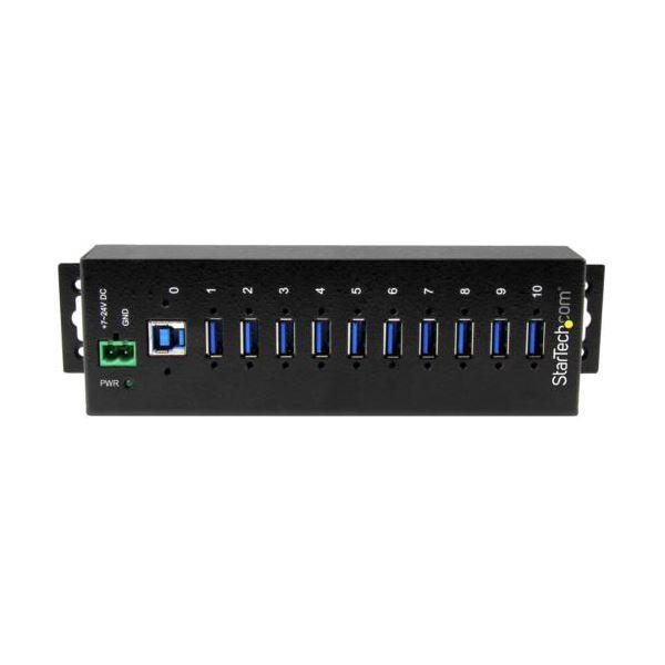 StarTech.com 10ポート 産業用USB3.0ハブ ESD／350Wサージ保護 ウォールマウント対応 ブラックST1030USBM 1個