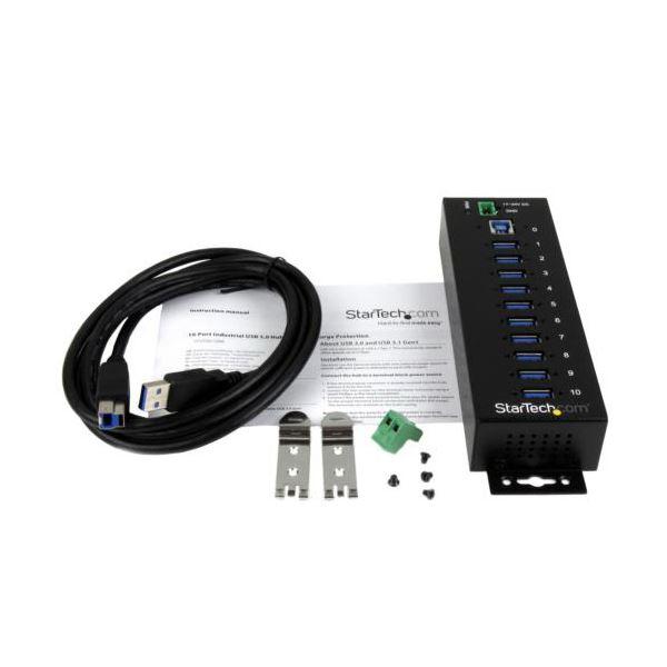 StarTech.com 10ポート 産業用USB3.0ハブ ESD／350Wサージ保護 ウォールマウント対応 ブラックST1030USBM 1個