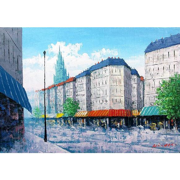 油彩画 洋画 (油絵額縁付きで納品対応可) F10号 「塔のある街」