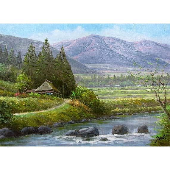 油絵 油彩画 洋画 (油絵額縁付きで納品対応可) P12号 「山村清流１」 関 健造