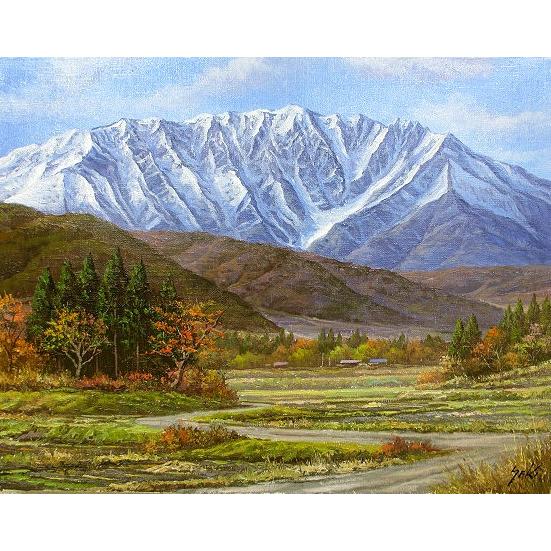 油絵 油彩画 洋画 (油絵額縁付きで納品対応可) F4号 「大山」 関 健造