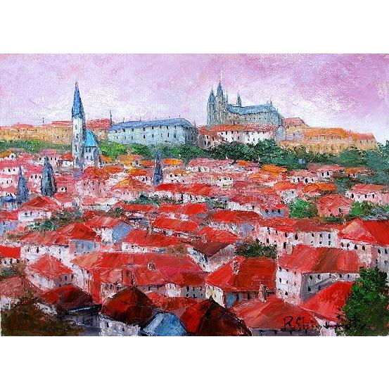 熱い販売 絵画 油絵 肉筆絵画 壁掛け 油絵額縁 油絵 アートフレーム付きで納品対応可 肉筆絵画 M6号サイズ プラハ 島本 良平 ハサミチョウ 9e0df6 Studio J Co