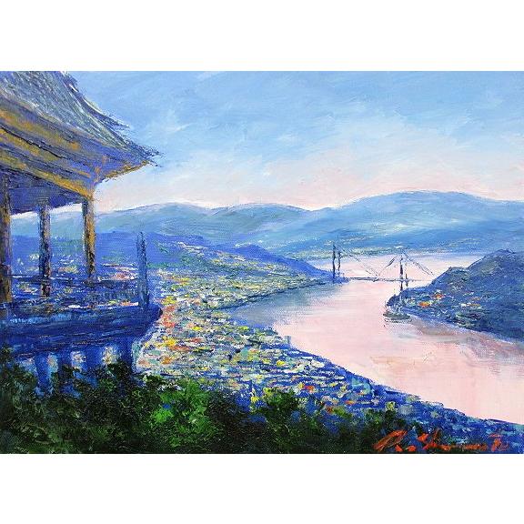 額縁入り　オリジナル肉筆油絵　F6号　　“横浜・海岸教会”　　古キャン使用 額縁入り オリジナル肉筆油絵 F6号 “横浜・海岸教会” 古キャン使用