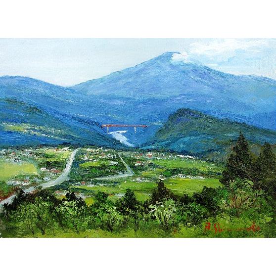 油彩画 洋画 (油絵額縁付きで納品対応可) F20号 「木曽路 恵那山」 島本 良平｜touo