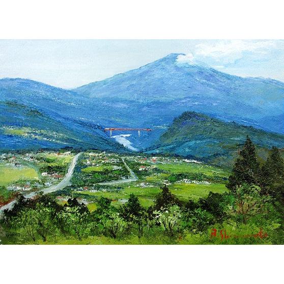 油彩画 洋画 (油絵額縁付きで納品対応可) SM 「木曽路 恵那山」 島本