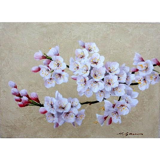油絵 油彩画 洋画 (油絵額縁付きで納品対応可) P3号 「桜」 安田 英明