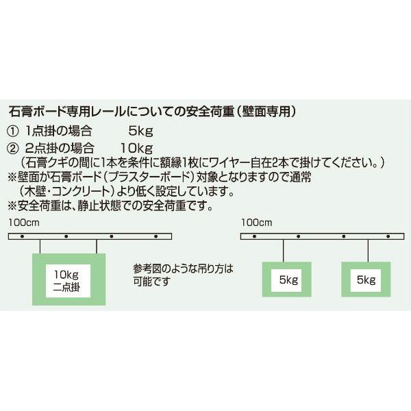 額縁 美術金具 額吊レール ピクチャーレール 石膏ボード専用レール レールのみセット 壁面用セット WR-100｜touo｜02