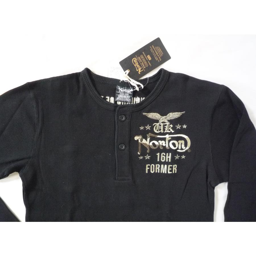 ノートン NORTON 長袖Tシャツ ヘンリーネック ワッフル編み 2つボタン 