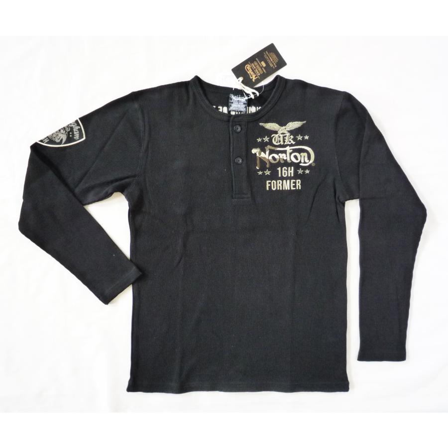 ノートン NORTON 長袖Tシャツ ヘンリーネック ワッフル編み 2つボタン