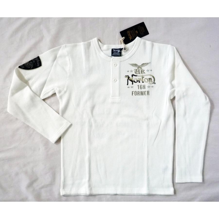 ノートン NORTON 長袖Tシャツ ヘンリーネック ワッフル編み 2つボタン 