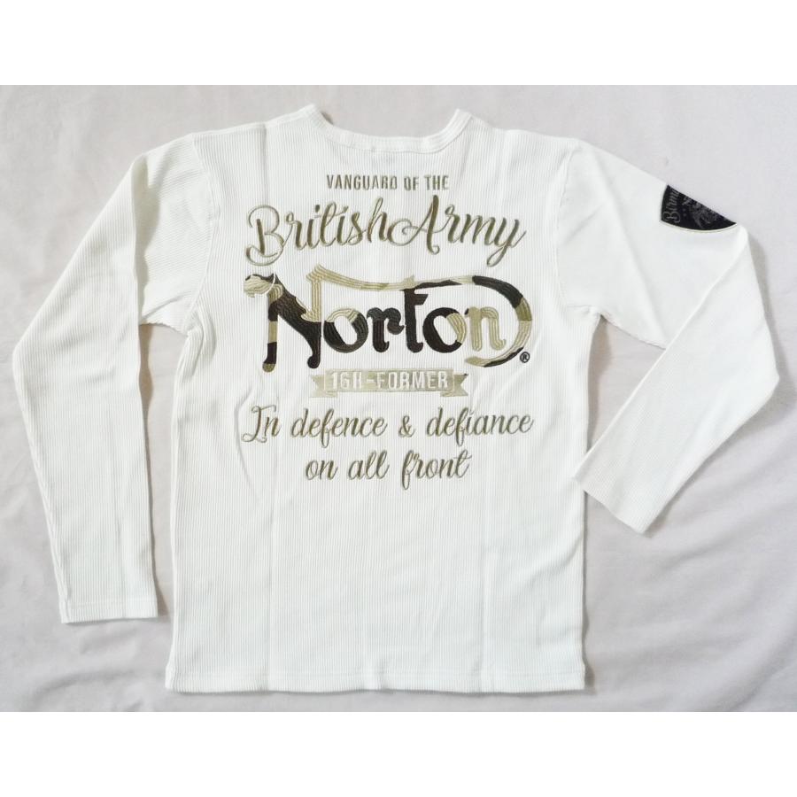 ノートン NORTON 長袖Ｔシャツ ヘンリーネック ワッフル編み  2つボタン 刺繍 Lサイズ ホワイト 白｜touo｜05