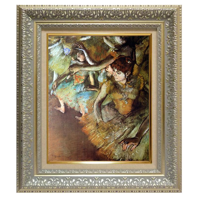 絵画(画家による手作り額縁付) 絵画 世界の名画シリーズ 額縁付 エドガー・ドガ 「バレエ・舞台の一隅