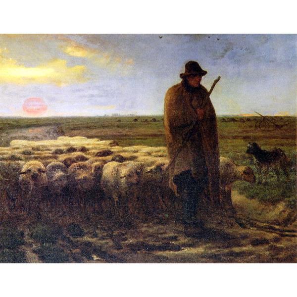 絵画 世界の名画シリーズ 額縁付(MJ108N) ジャン・フランソワ・ミレー 「夕暮れに羊を連れ帰る羊飼い」 お買い得サイズ： M8号 プリハード｜touo｜03