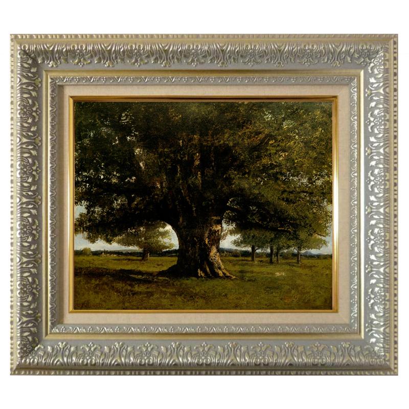 絵画 世界の名画シリーズ 額縁付 ギュスターヴ・クールベ 「フラジェの樫の木」 お買い得サイズ： P10号 プリハード_1