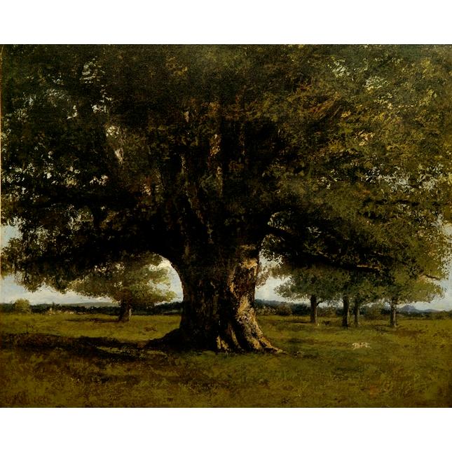 絵画 世界の名画シリーズ 額縁付 ギュスターヴ・クールベ 「フラジェの樫の木」 お買い得サイズ： P10号 プリハード_2