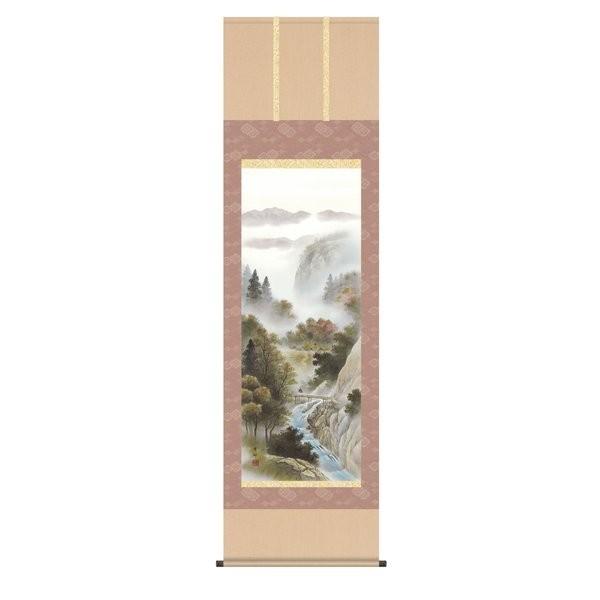 掛軸 純国産掛け軸 床の間 山水画 「四季山水（春）」 中山雪邨 尺五 化粧箱収納 オニックス風鎮 防虫香サービス