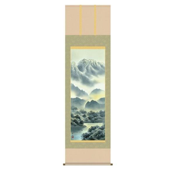 掛軸 純国産掛け軸 床の間 景色画 「ペンキ塗り景色」 江本修山 尺五 かざり付ける箱納める オニックス沈子 殺虫剤香お持て成し 絵画-美術、工芸品