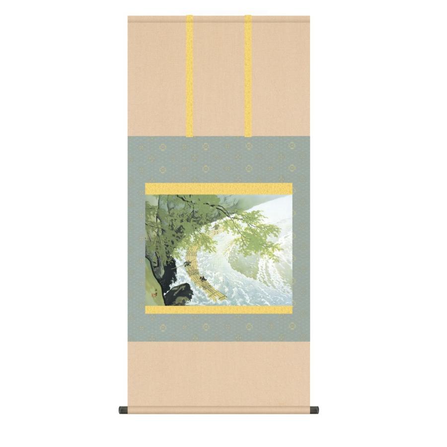 掛け軸 高精細巧芸画 純国産掛け軸 名作複製画 川合 玉堂 「筏」 尺五 オニックス風鎮 防虫香サービス