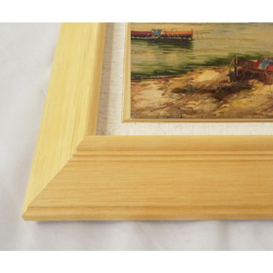 ヨーロッパ絵画 肉筆油絵 F6号 コルシニ作「ナポリの港」2＋新品額縁付