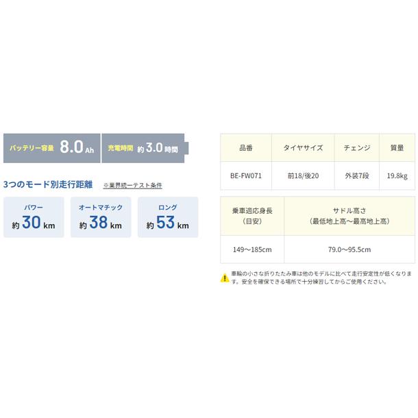 【2024年モデル】パナソニック　オフタイム　BE-FW071G　マットオリーブ×デザートイエロー　20型　8.0Ah　折りたたみ電動自転車｜tour-de-zitensya｜10