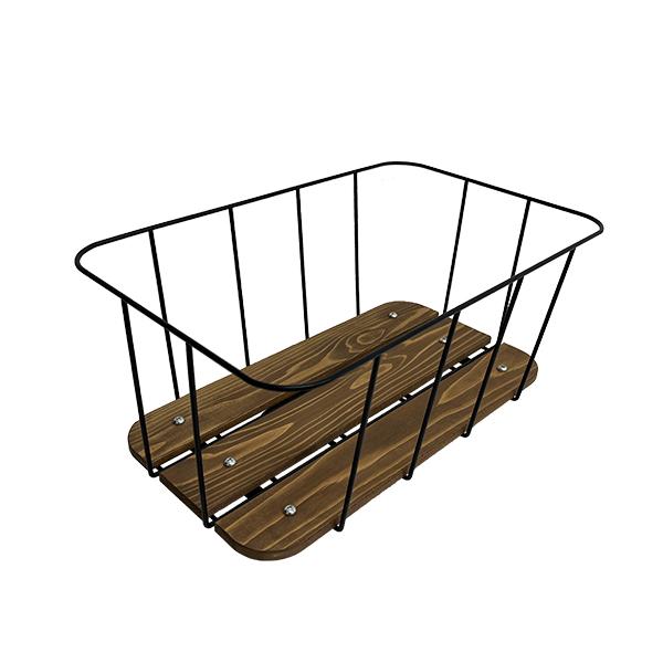 丸石サイクル　Re:BIKE用前カゴとフロントキャリアのセット　ウッドワイヤーラック(MV-WRN-D-BK)　フロント用マウントシステム(MCA-D-R-BK) | 丸石サイクル | 01