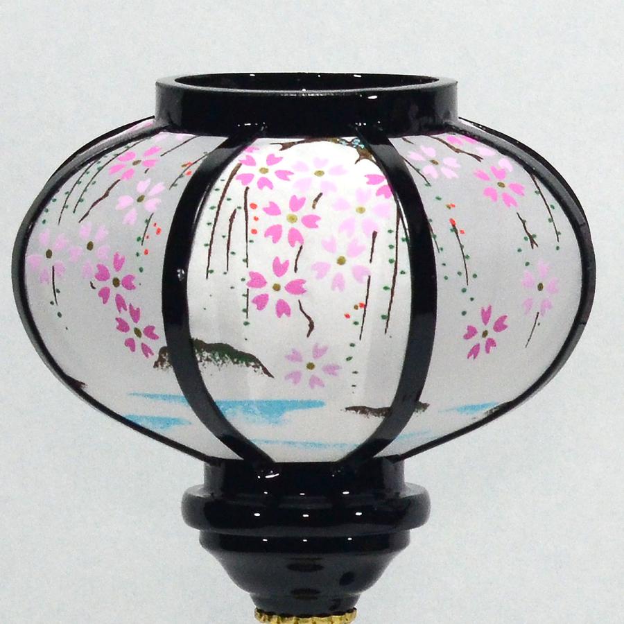 菊灯 11号しだれ桜 木製黒塗 LEDコードレス 高さ31cm （雛人形用