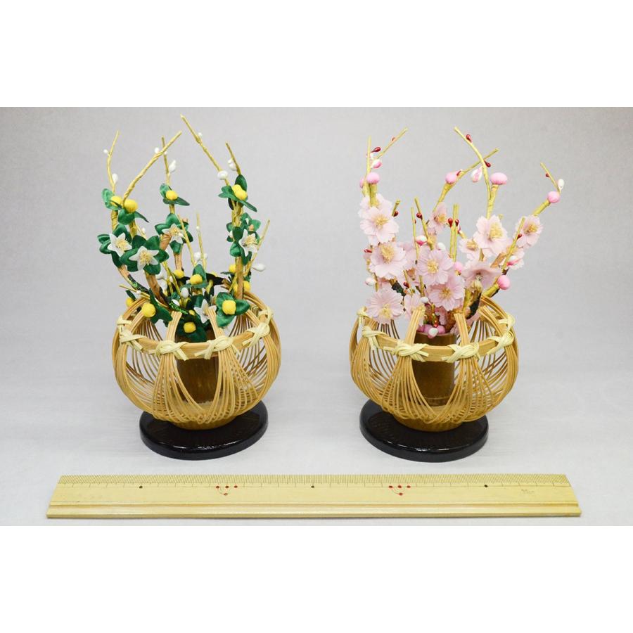 「白木竹鉢（中）」高さ22cm 桜橘 （雛人形 飾り花） |  | 01