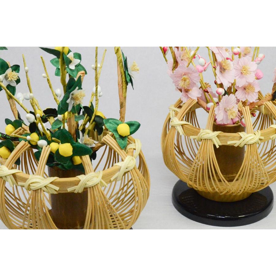 「白木竹鉢（中）」高さ22cm 桜橘 （雛人形 飾り花） |  | 02