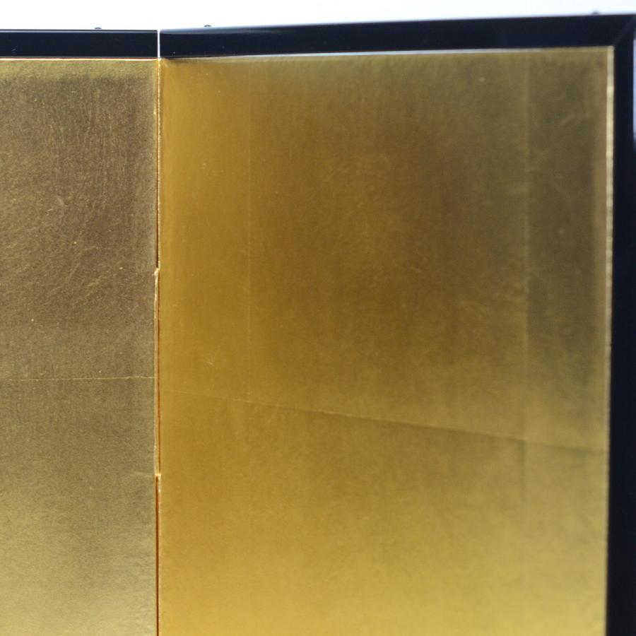 三曲金屏風 洋金平押 15号 本仕立 安芸の手作り金銀紙（雛人形むけ屏風