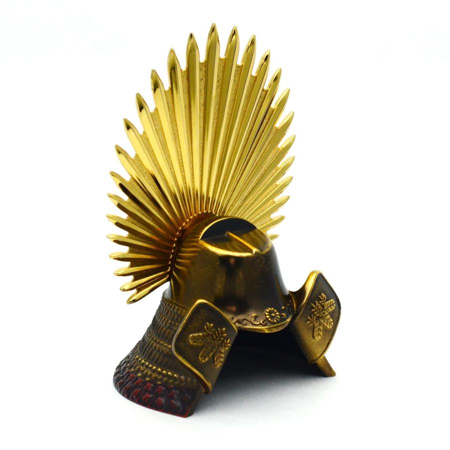 アンティーク金属飾り兜豊臣秀吉 後光のような馬藺後立が特徴の豊臣秀吉公10号兜飾りが安い 雄山作 五月