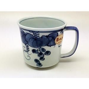 波佐見焼 一誠陶器 手描きぶどう　軽々マグ（青） | 