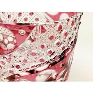 江戸切子 ミツワ硝子工芸-彩鳳- 八角籠目文様 オールド 金赤 : 神楽坂