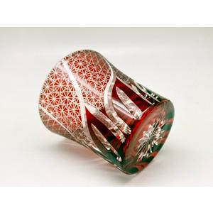 切子グラス 菊繋ぎ流しロックグラス　赤 切子グラス | 