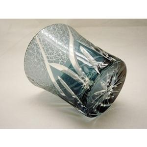 切子グラス 　菊繋ぎ流しロックグラス　正倉院ブルー |  | 02