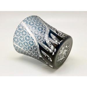 切子グラス 　菊繋ぎ流しロックグラス　正倉院ブルー |  | 05