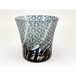 切子グラス 　菊繋ぎ流しロックグラス　正倉院ブルー |  | 06