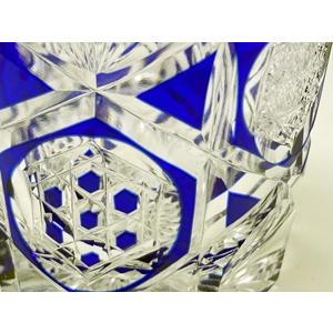 【未使用品】瀧澤利夫　江戸切子　冷酒杯 江戸切子 八角籠目 小鉢 3色セット 瀧澤利夫作