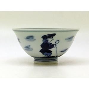 有田焼 しん窯 青花 二人異人 3.8寸反飯碗 : 神楽坂のうつわ屋さん 陶