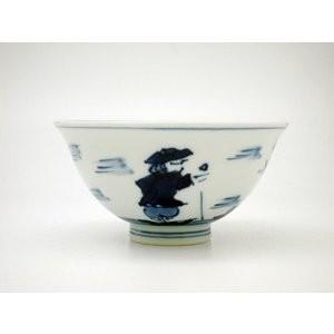 有田焼 しん窯 青花 二人異人 3.8寸反飯碗 : 神楽坂のうつわ屋さん 陶